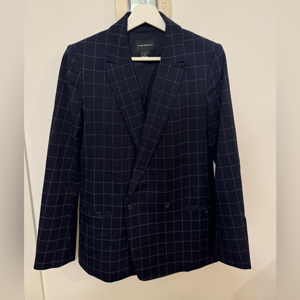 Club Monaco Dark Blue Grid Blazer